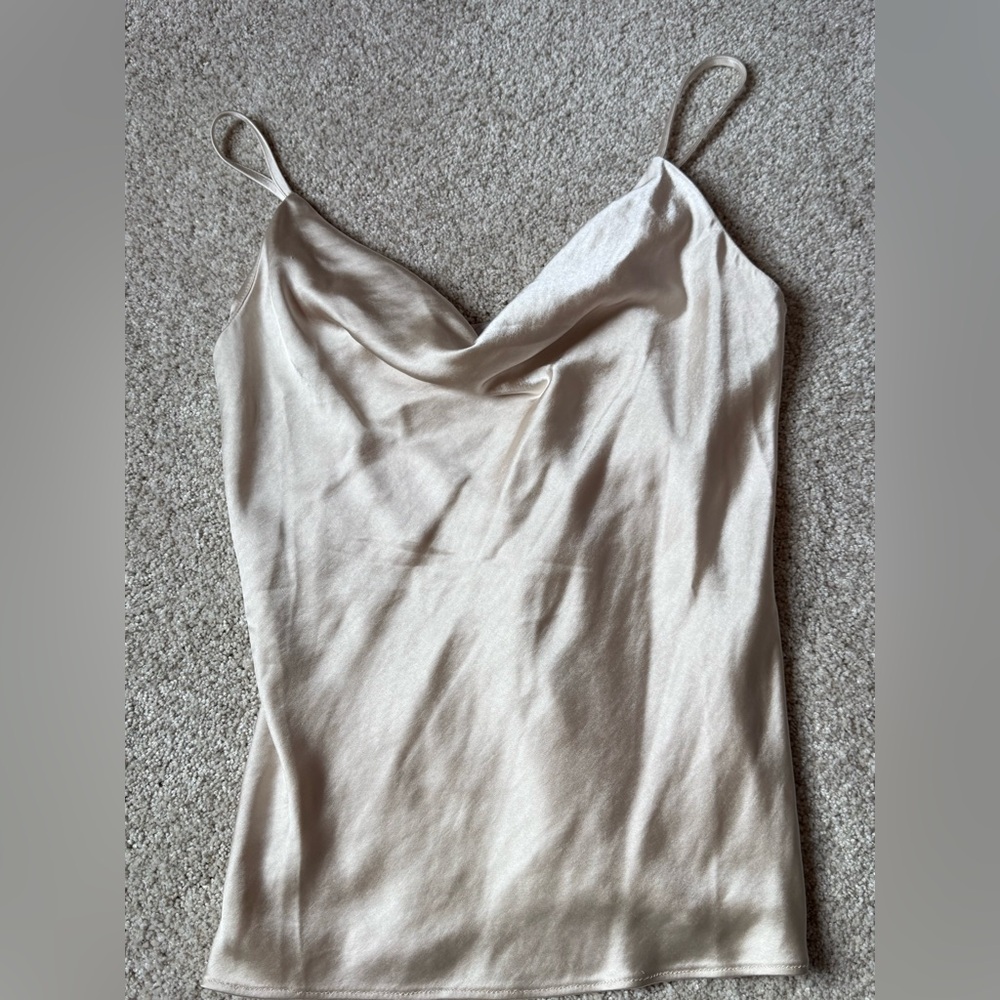 Satin Cowl Neck Tank Top